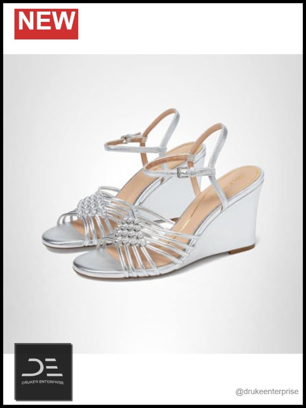 Wedge Sandals Strappy Ankle Strap 85mm Heel Vintage Knot